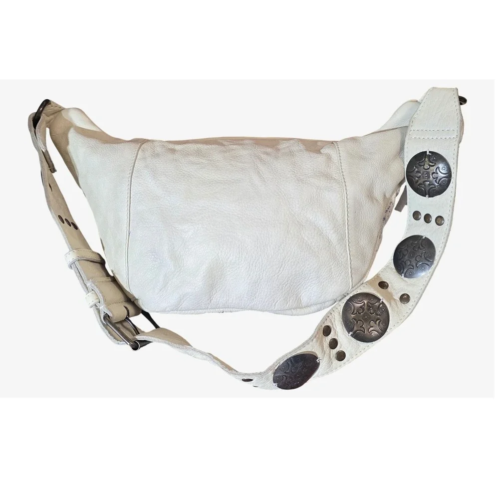 Free People Cream Leather Studded Belt Bag Fanny Pack Crossbody - Picture 10 of 14